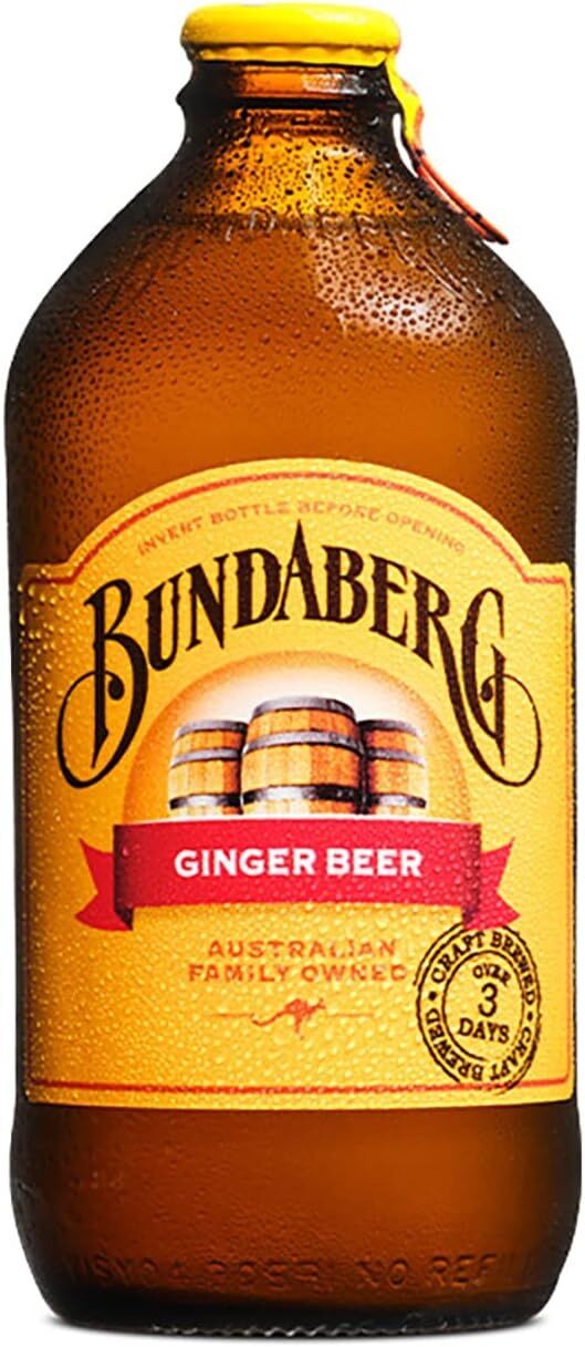 24x Bundaberg 375ml Ginger Beer Glass Bottle Bulk Pack - Brewed Soft Drink (1 Box)