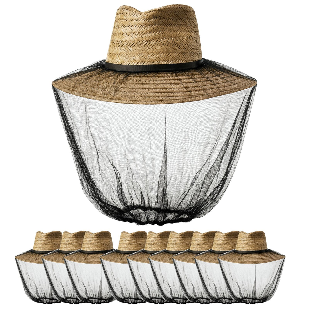 10x Mosquito Hat Net Head Protector Bee Bug Mesh Insect Mozzie Fishing Fly BULK