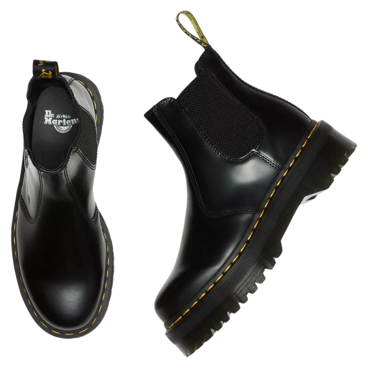 Dr. Martens 2976 Quad Chelsea Boots (Smooth Leather/Platform Shoes) - Black