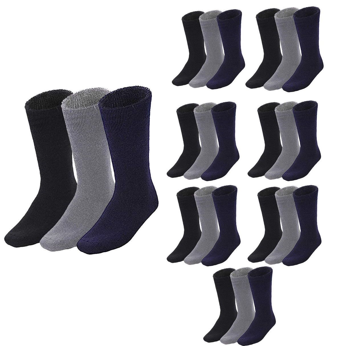 24 Pairs Bamboo Work Socks Bulk Pack- Mens Heavy Duty Thick Socks w/ Cushion - Assorted Colour Pack