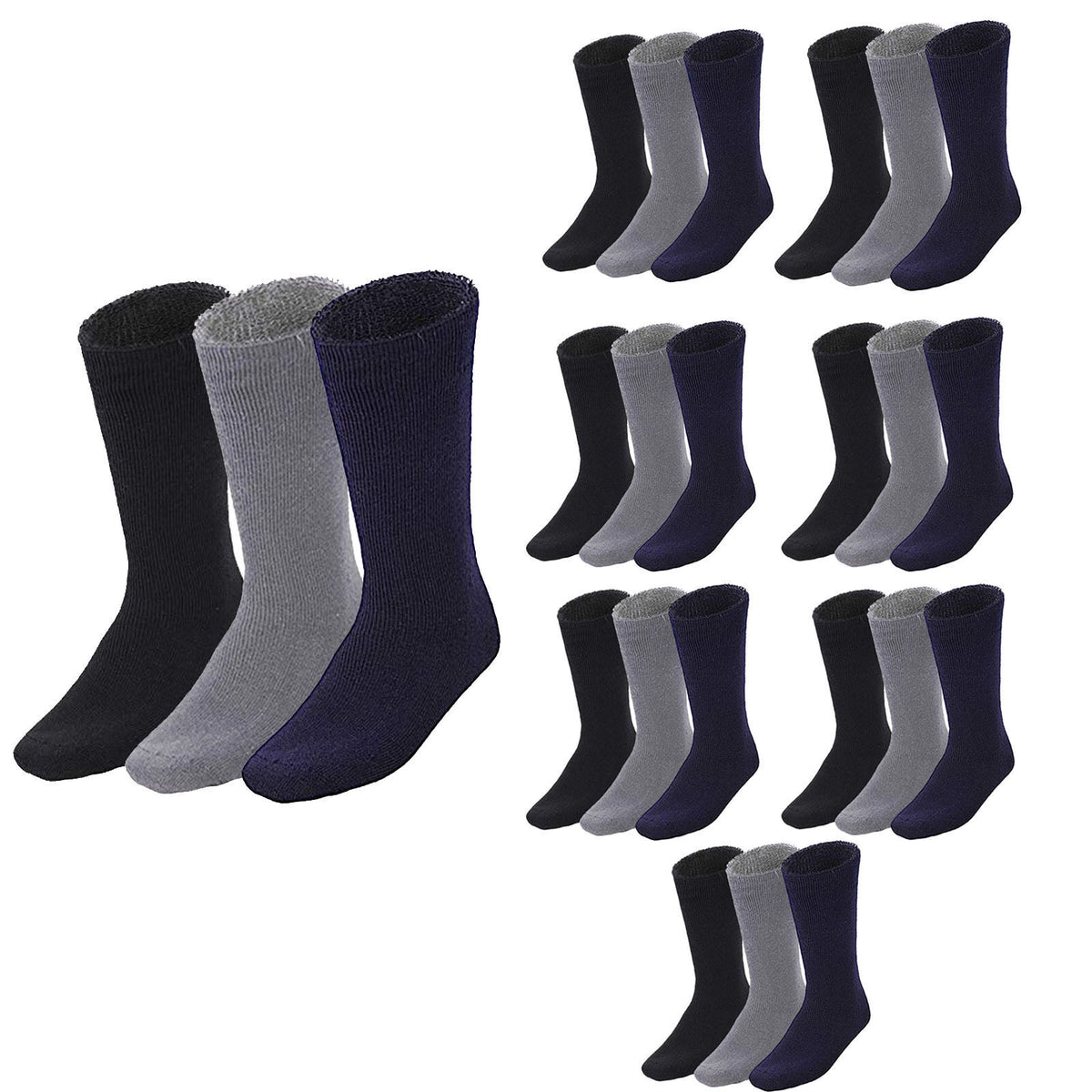 24 Pairs Bamboo Work Socks Bulk Pack - Assorted Colours (Mens Heavy Duty Thick Socks w/ Cushion)
