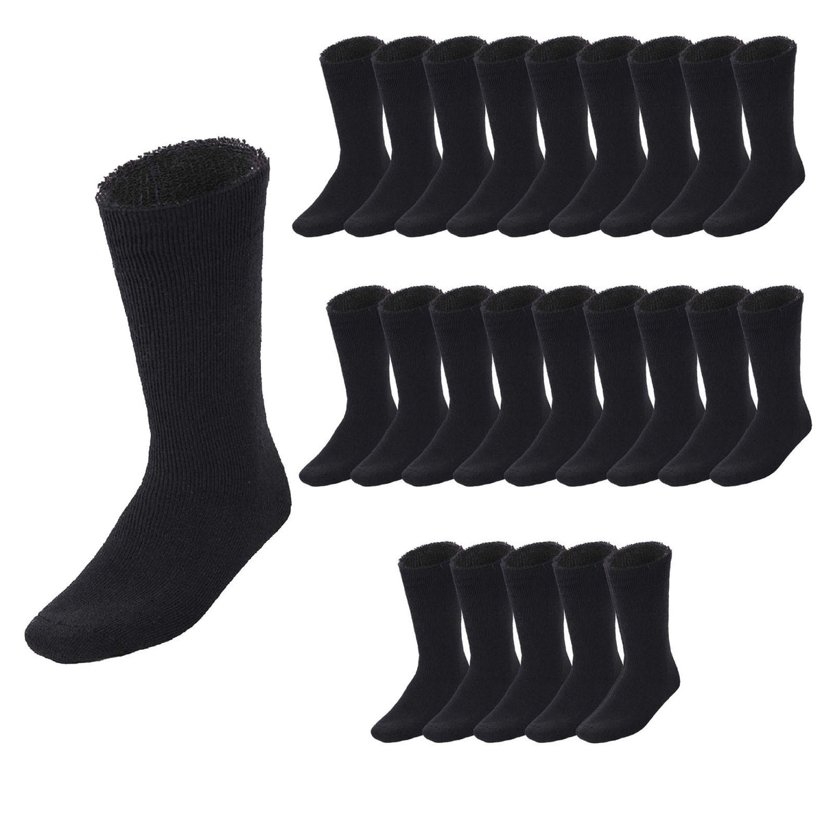 24 Pairs BAMBOO SOCKS Mens Heavy Duty Premium Thick Work Socks Cushion BULK - Black