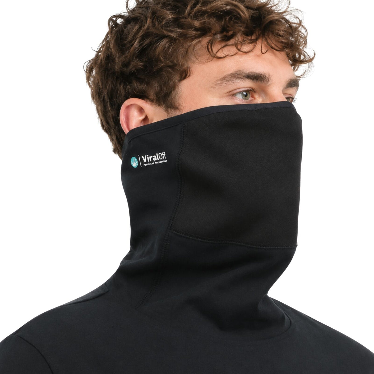 Caterpillar ViralOff Mens Long Sleeve Gaiter T-Shirt w/ Face Covering - Black