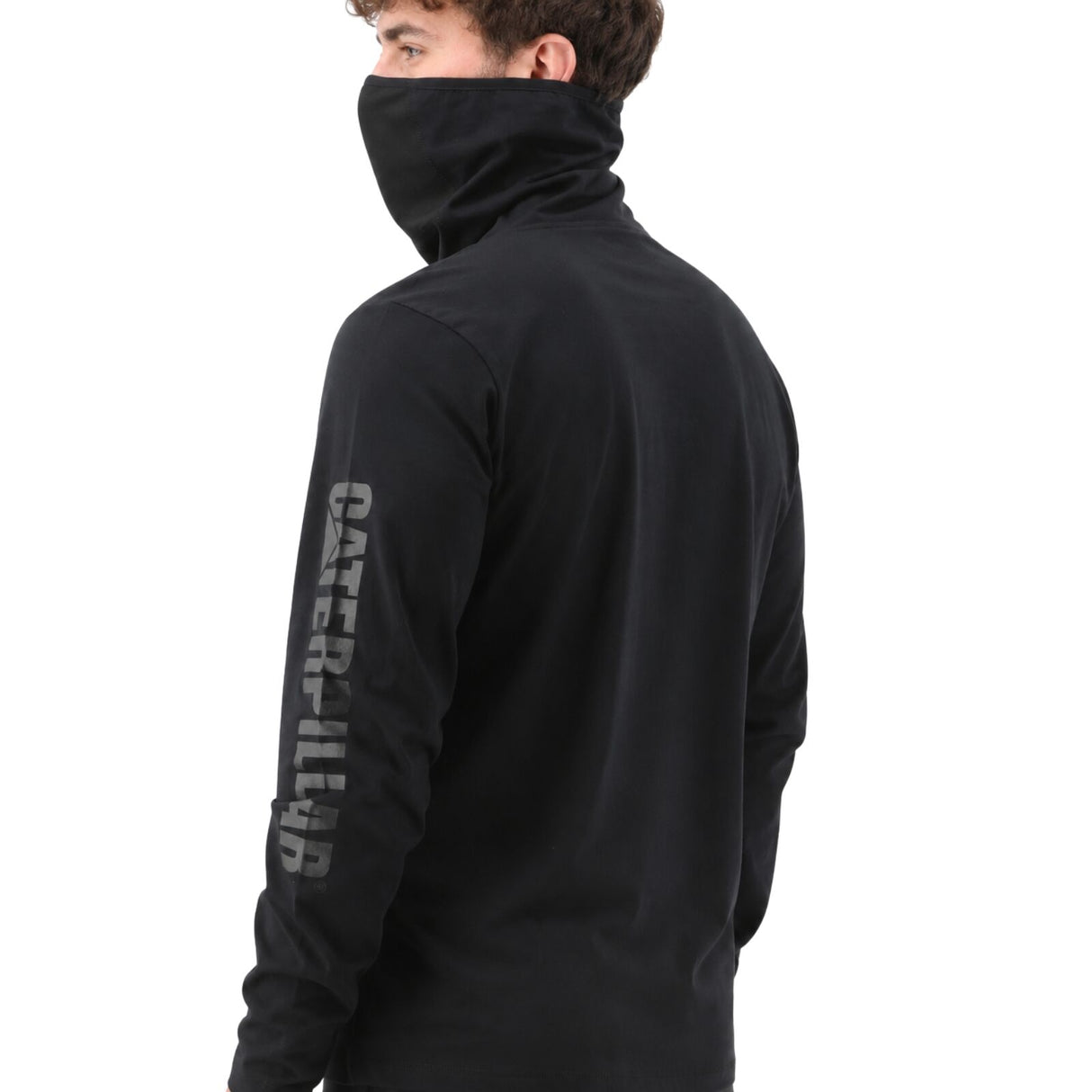 Caterpillar ViralOff Mens Long Sleeve Gaiter T-Shirt w/ Face Covering - Black