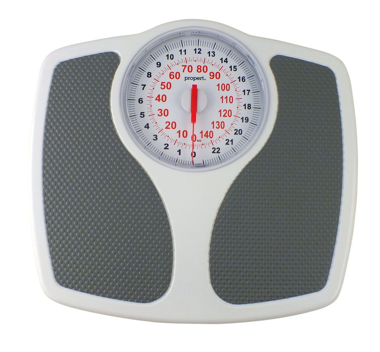 Propert 150kg Mechanical Bathroom Scales Speedometer Analogue - White/Grey