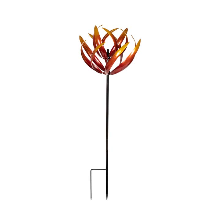Metal Wind Spinner Lotus Flame Home Decor 67x210cm - Red