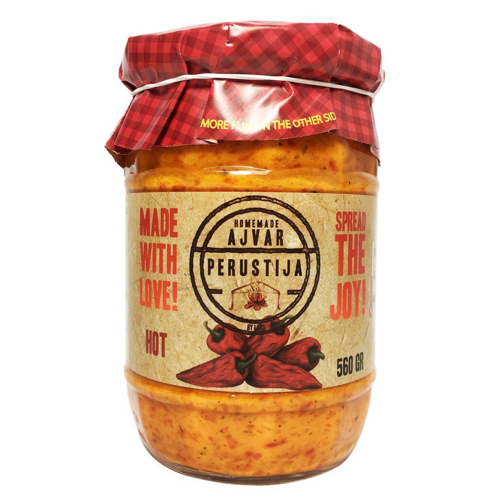 560g Perustija Homemade Ajvar Spread Macedonian Roasted Pepper Relish Dip - Hot