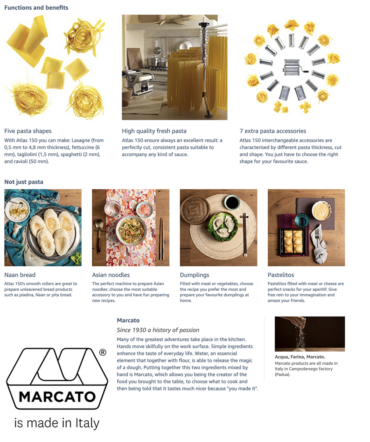 Marcato Atlas 5 Types Gift Set - Pasta Machine w/ 2 Roller Attachments (Makes 5 Types of Pasta)
