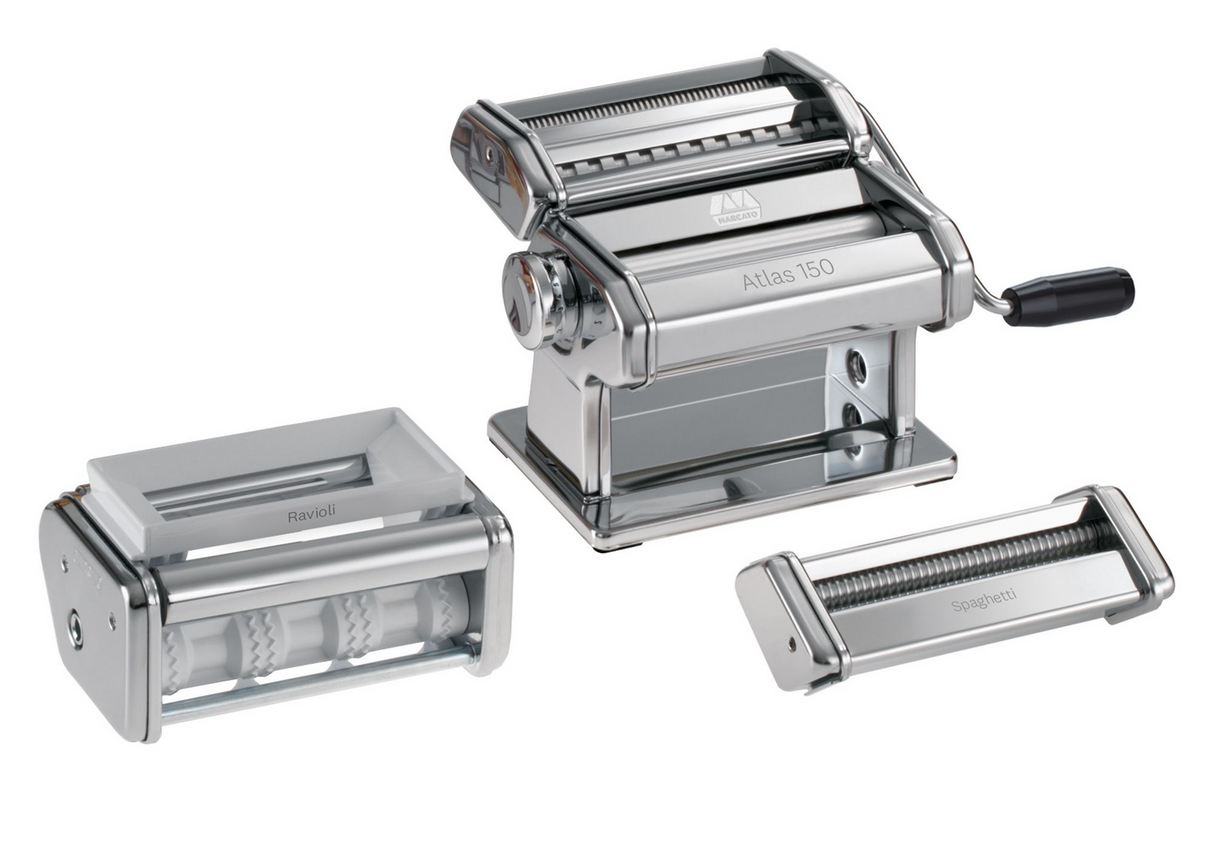 Marcato Atlas 5 Types Gift Set - Pasta Machine w/ 2 Roller Attachments (Makes 5 Types of Pasta)
