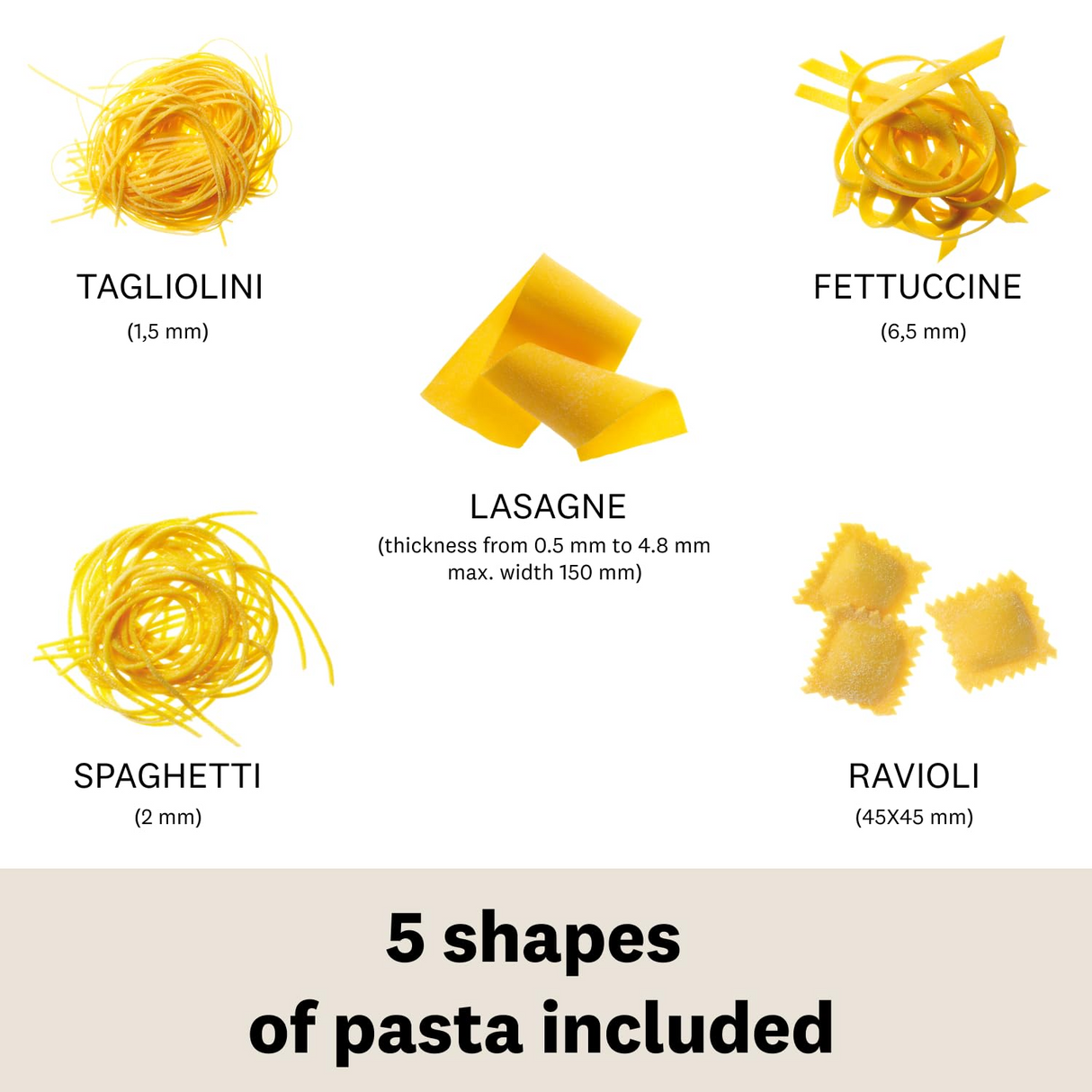 Marcato Atlas 5 Types Gift Set - Pasta Machine w/ 2 Roller Attachments (Makes 5 Types of Pasta)
