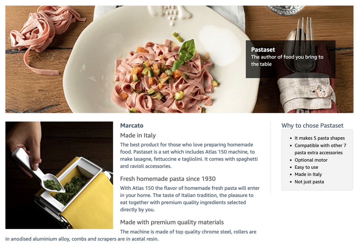 Marcato Atlas 5 Types Gift Set - Pasta Machine w/ 2 Roller Attachments (Makes 5 Types of Pasta)