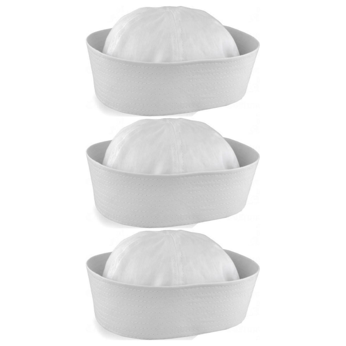 3x White Sailor/Marine Gob Hat Pack - Unisex Navy/Hens Night Captain (Halloween & Fancy Dress)