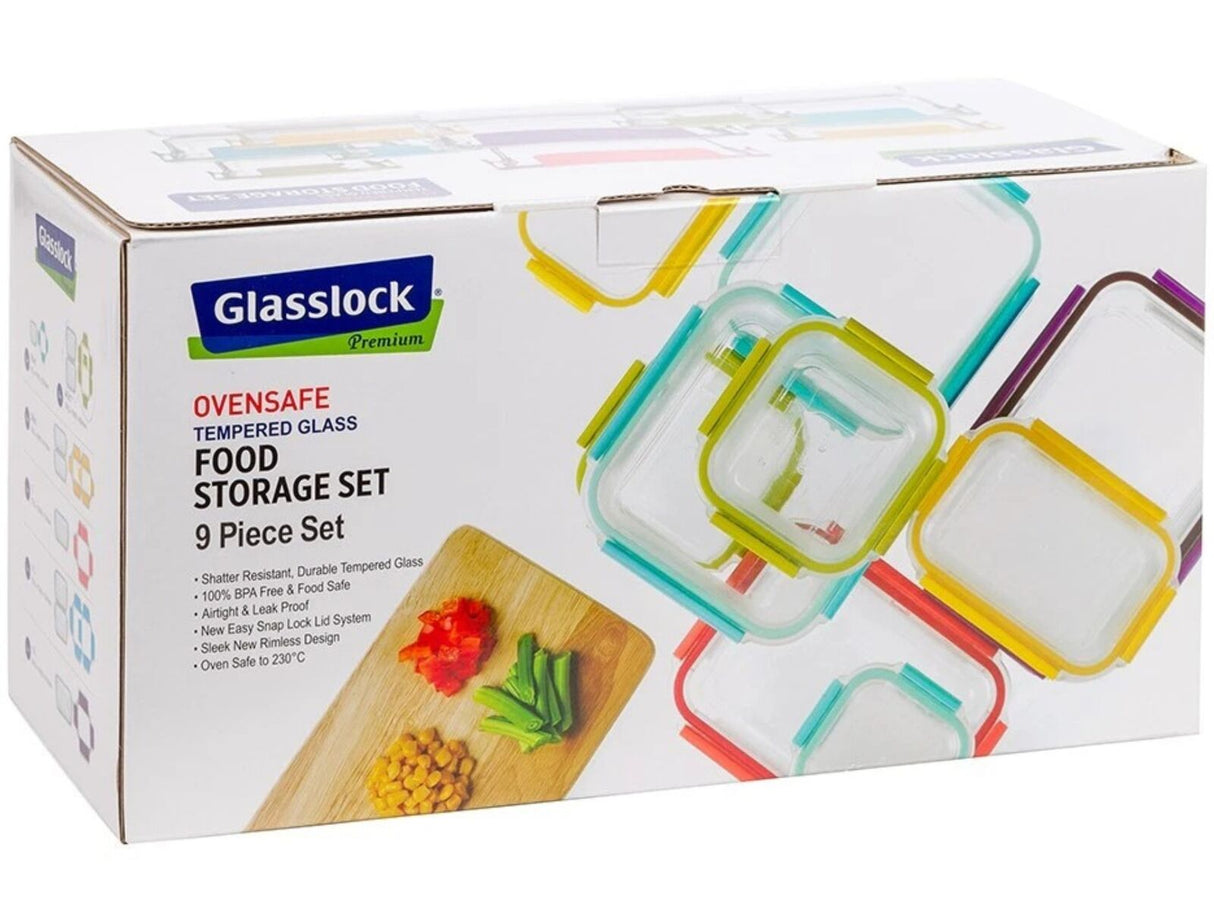 Glasslock 9 Piece Ovensafe Tempered Glass Food Storage Set