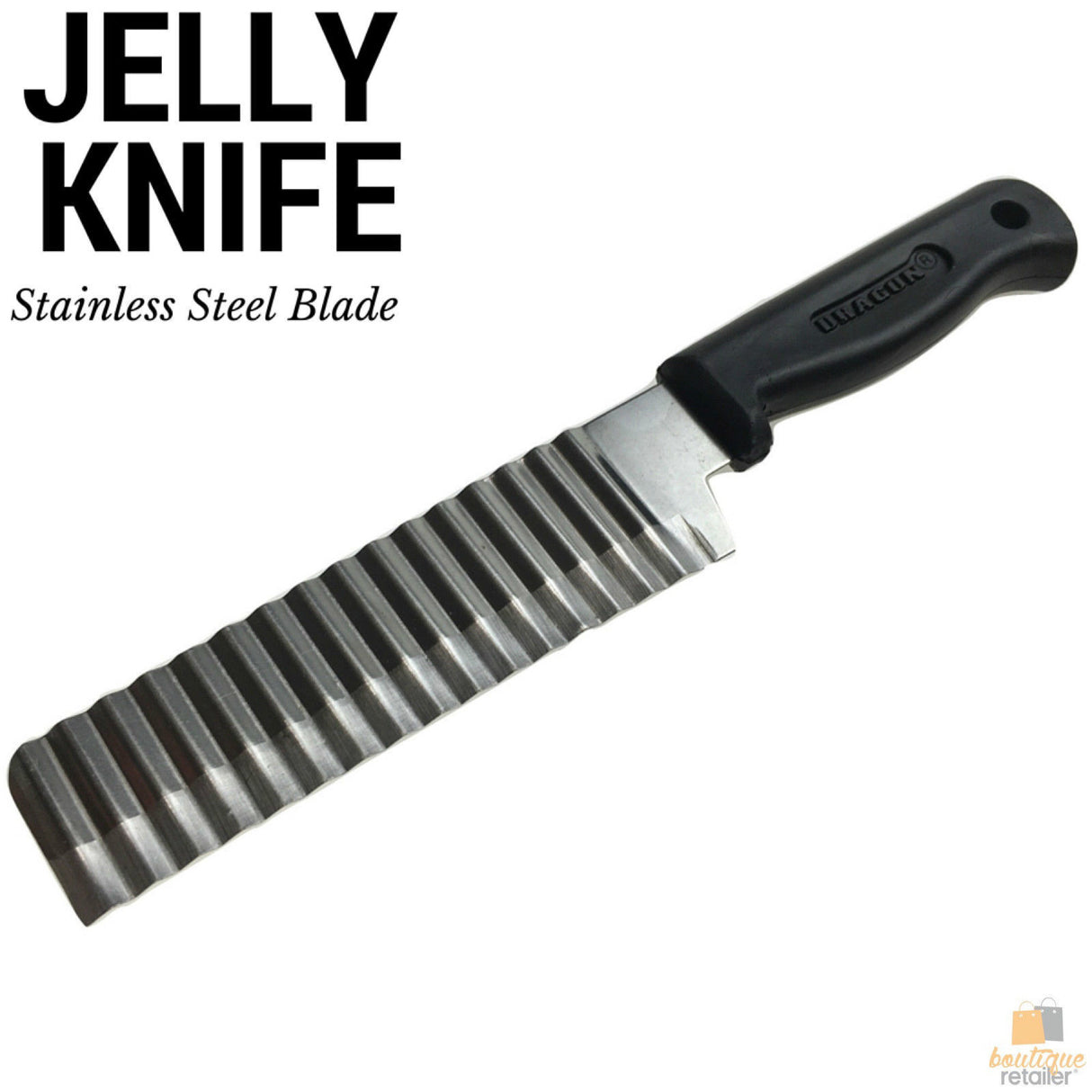 JELLY KNIFE Stainless Steel Blade Cooked Potato Vegetable Crinkle Wavy Cutter Slicer with Handle