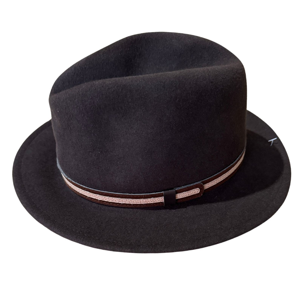 Avenel Mens 100% Wool Casual Felt Safari Hat - Brown (Two Tone Leather Look Trim)
