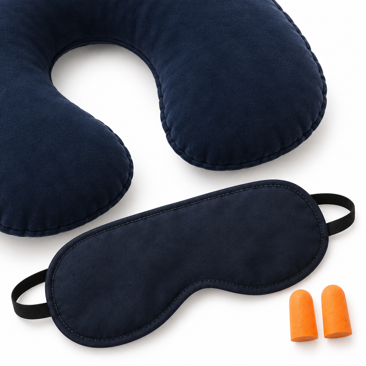 Set of 3 Travel Pillow, Eye Mask & Ear Plugs