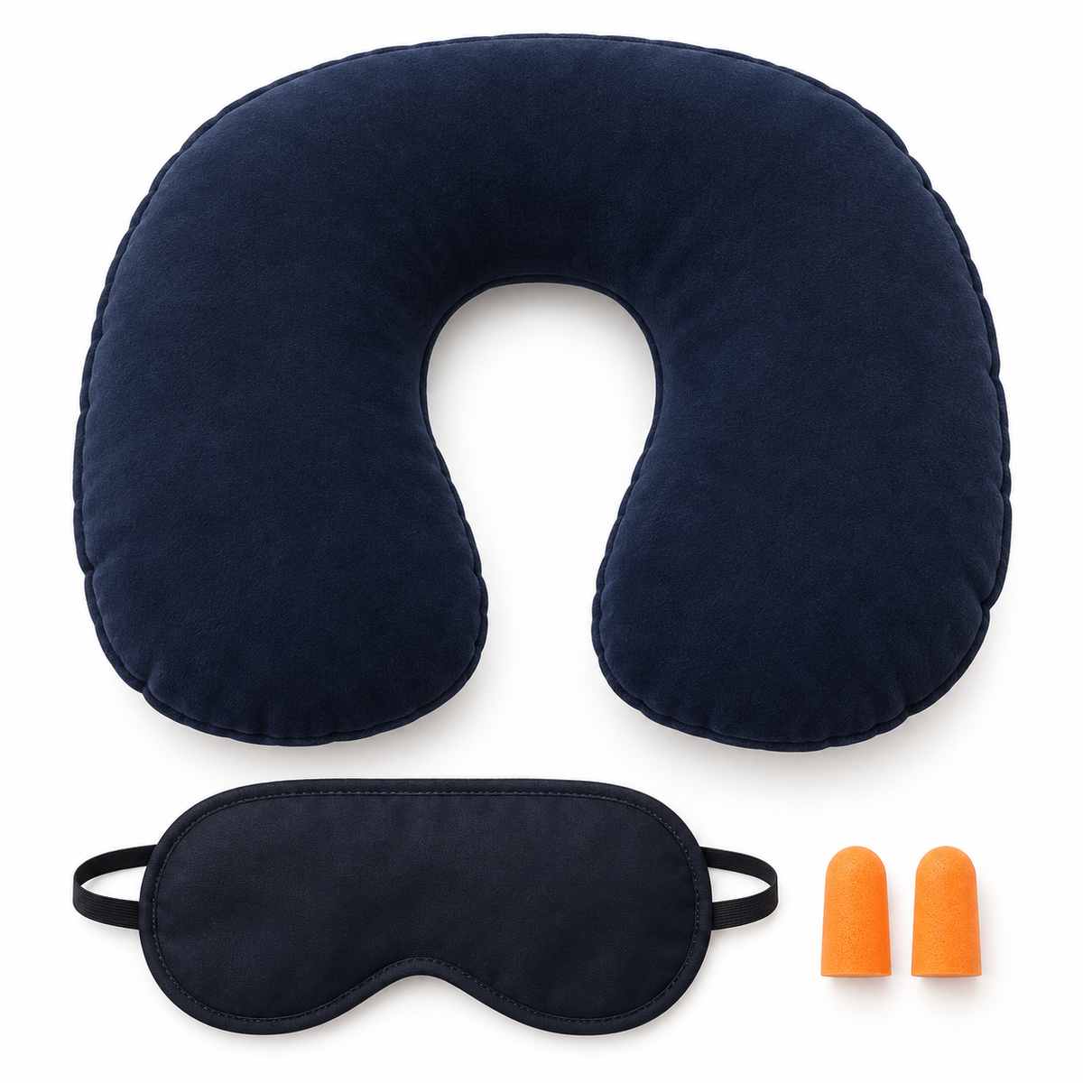 Set of 3 Travel Pillow, Eye Mask & Ear Plugs