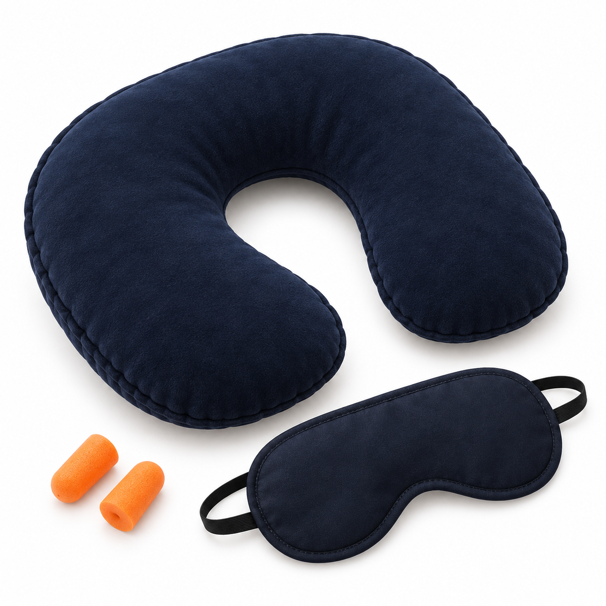 Set of 3 Travel Pillow, Eye Mask & Ear Plugs