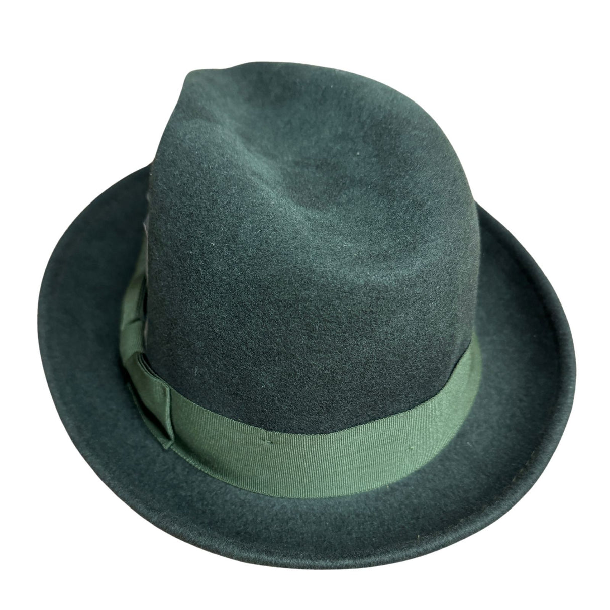 Avenel Mens 100% Wool Gangster Felt Hat - Loden Green (Petersham & Feather Trim)