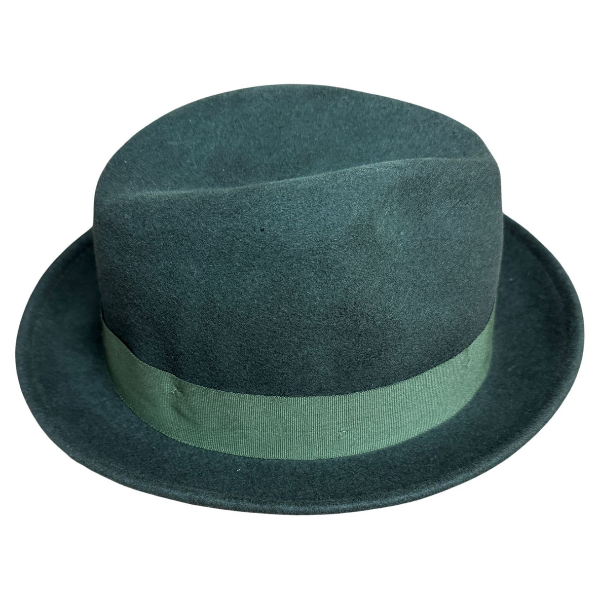 Avenel Mens 100% Wool Gangster Felt Hat - Loden Green (Petersham & Feather Trim)