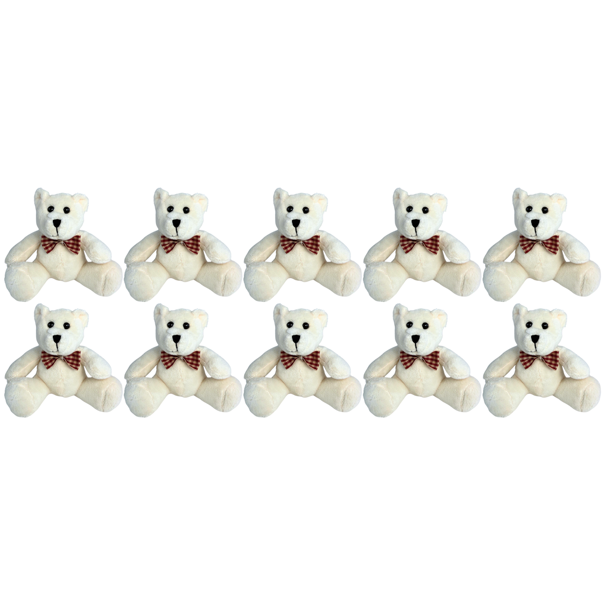 10x Bocchetta 12cm Mini Teddy Bear Plush Toy Bulk Pack - Cream (Stuffed Animal Souvenir Keyring Gift)