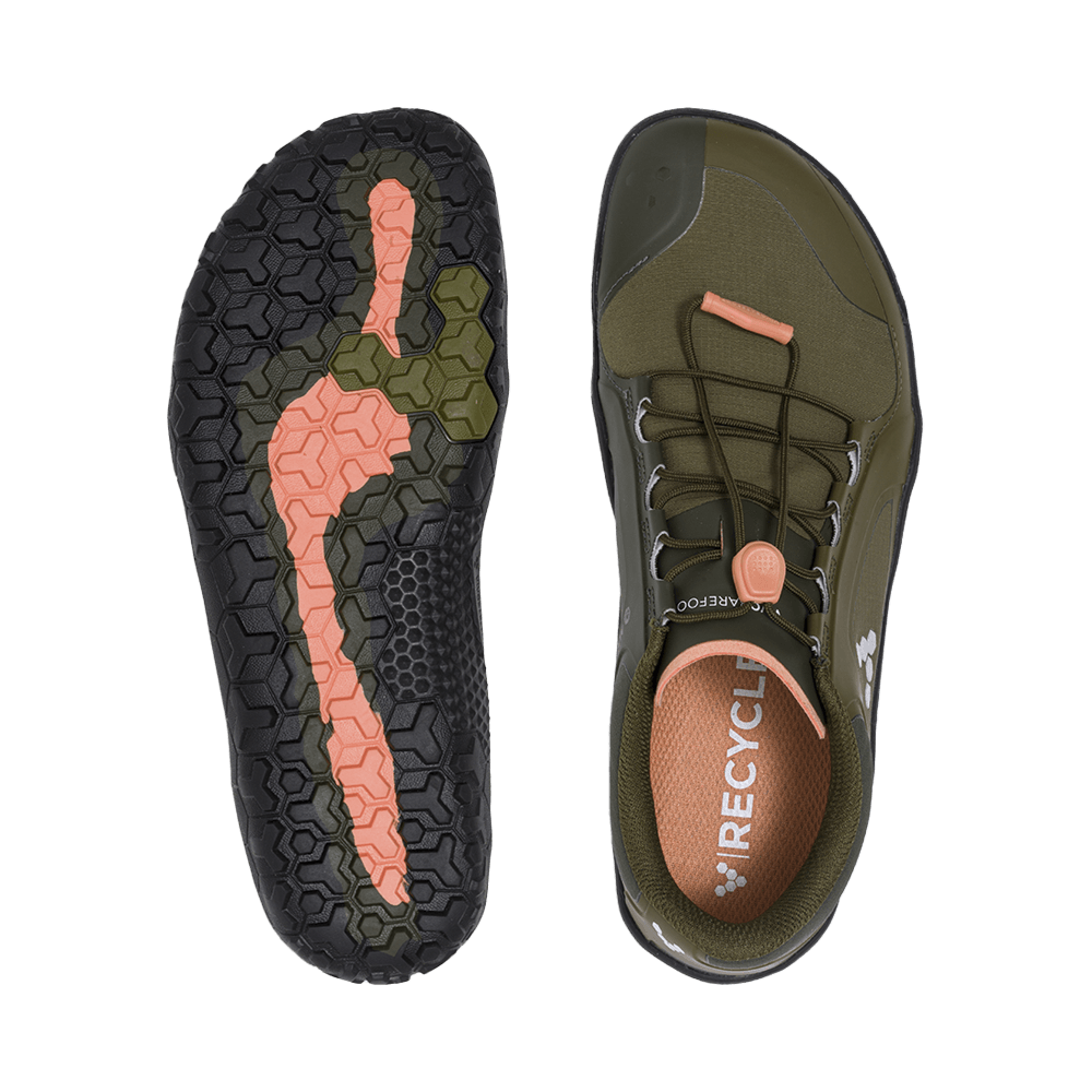 Vivobarefoot Womens Primus Trail III All Weather FG Barefoot Shoes - Dark Olive (Trail Runners)