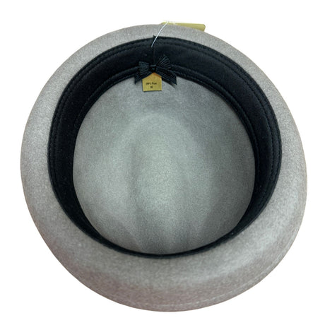 100% Wool Mens Stingy Gutter Brim Felt Hat with Petersham Trim in Grey M - Colourful Feathers