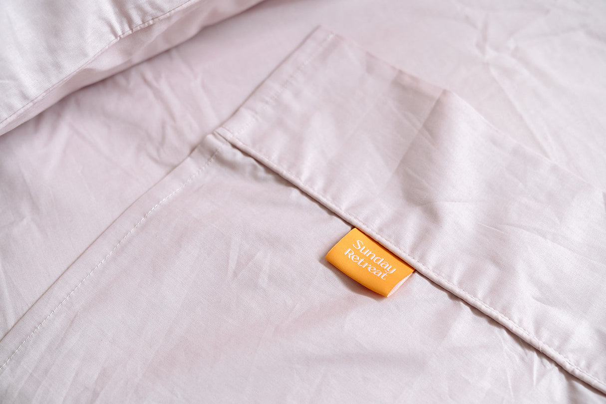 100% Cotton Percale Sheet Set - Fitted & Flat Sheets + Pillowcases - Pale Pink