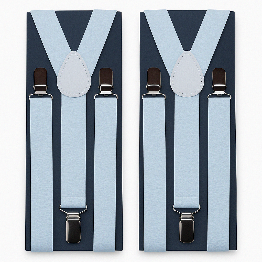 2x Mens Suspenders Braces Adjustable Strong Clip On Elastic Formal Wedding Slim - White