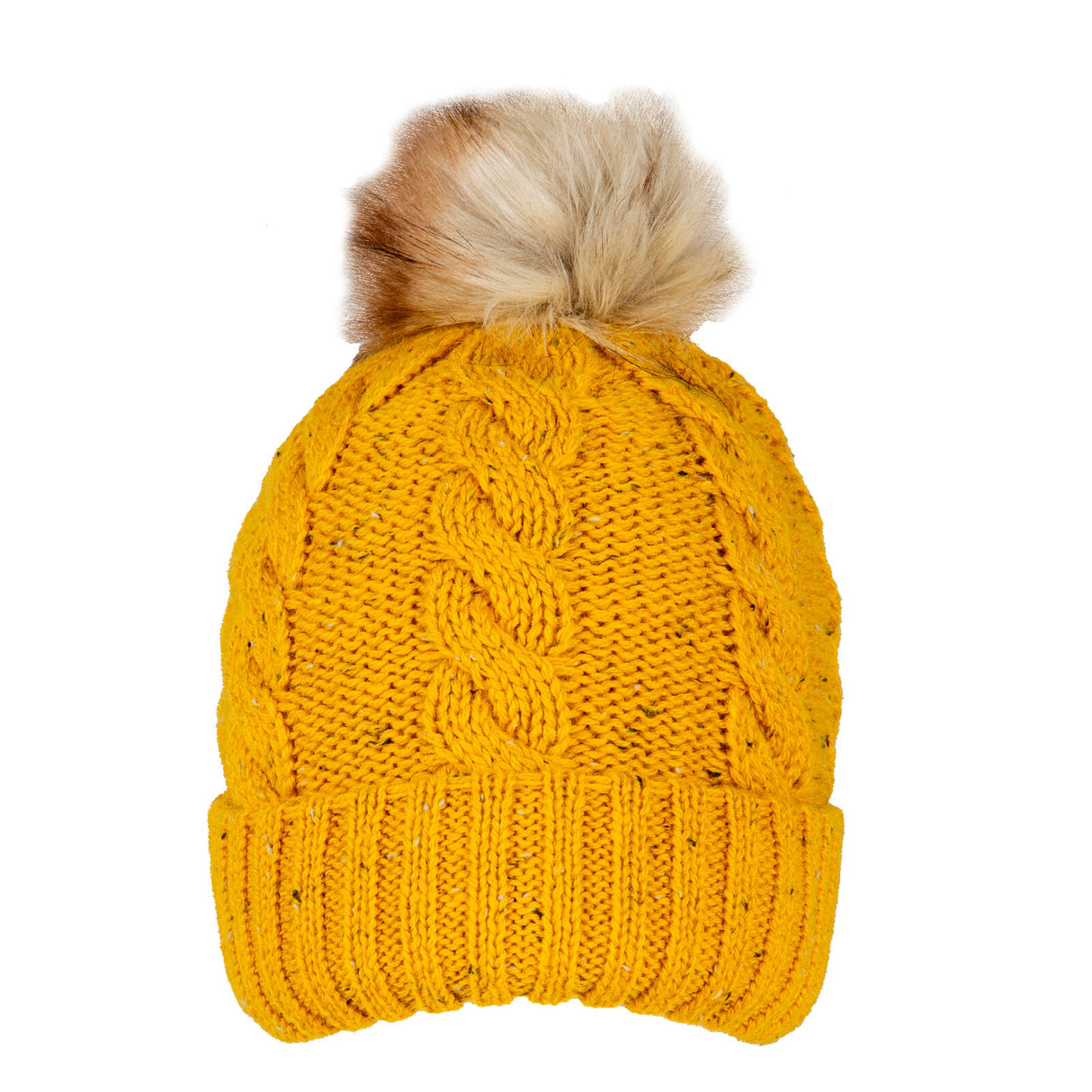 Dents Women's Cable Knit Beanie with Pom - Yellow