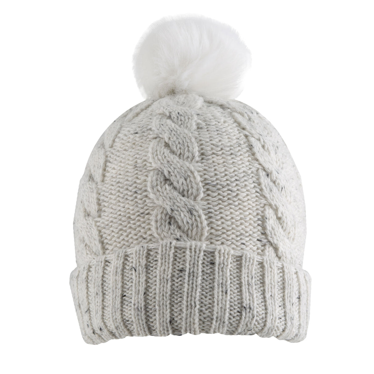 Dents Women's Cable Knit Beanie with Pom - White