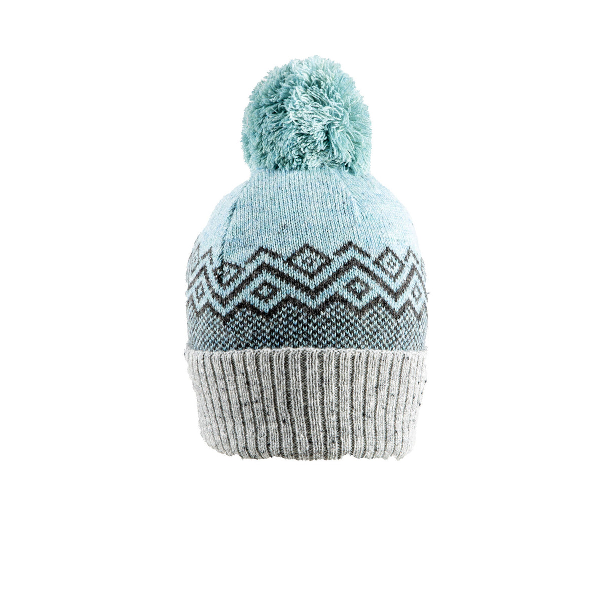Dents Women’s Jacquard Knitted Bobble Hat with Geometric Pattern - Blue/Grey