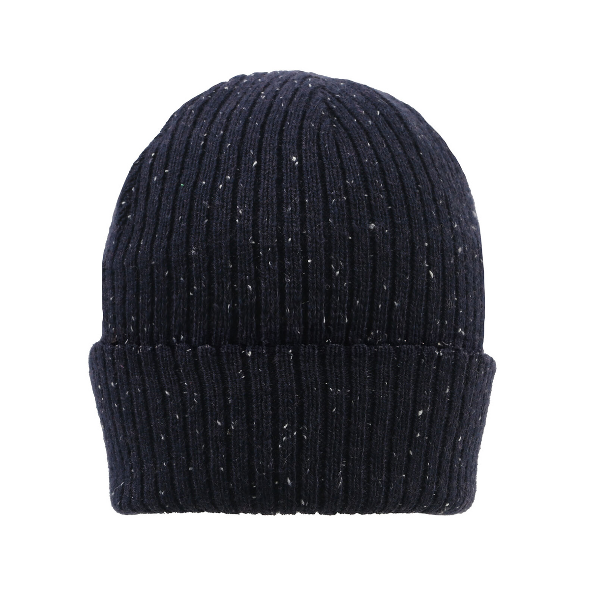 Dents Womens Ribbed Knit Wool Blend Beanie w/ Marl Yarn - Navy Blue