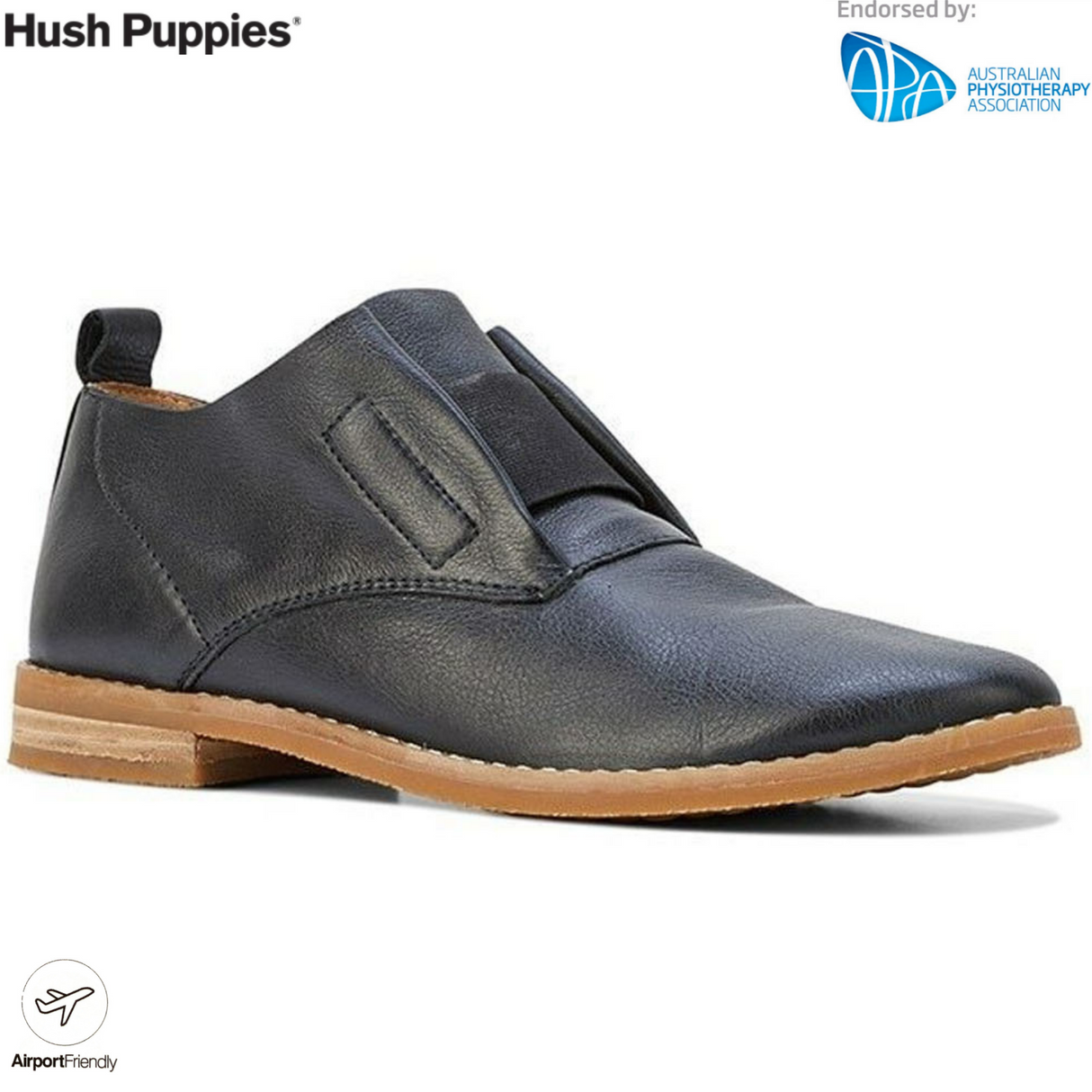 HUSH PUPPIES Women's Annerly Clever Flats Shoes Soft Leather Business Heels - Black