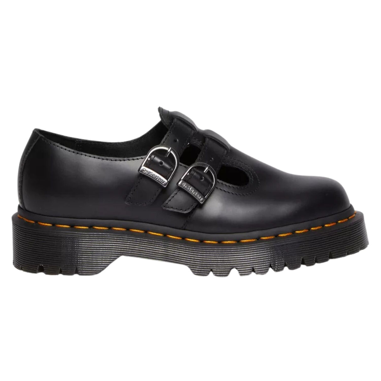 Dr. Martens 8065 Double Buckle Mary Jane Sandals (Smooth Leather Flats) - Black