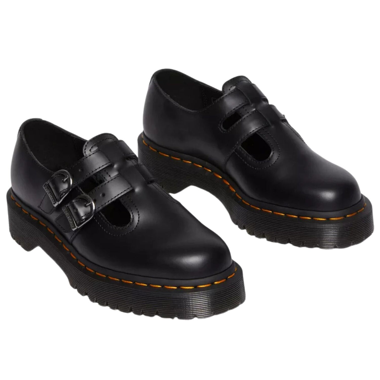 Dr. Martens 8065 Double Buckle Mary Jane Sandals (Smooth Leather Flats) - Black