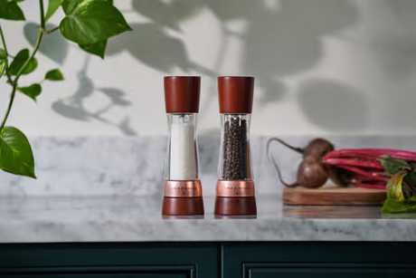 Cole & Mason Premium Derwent Salt & Pepper Shakers Mills Chestnut Rose Gold Gift Set