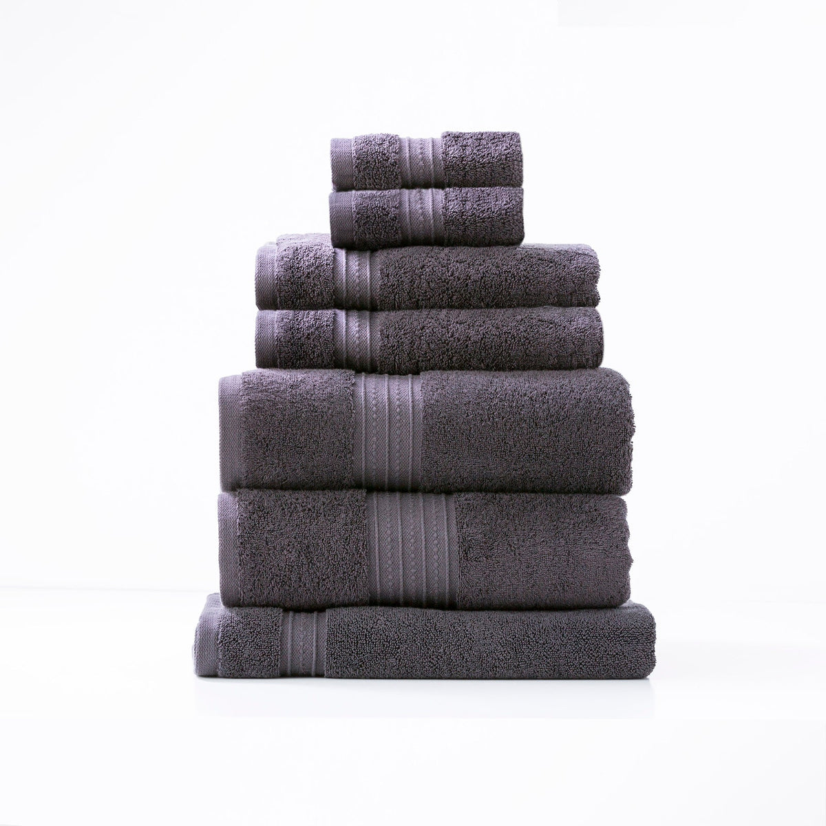 Renee Taylor Brentwood 650 GSM Low Twist Cotton Bath Towel Set - Carbon (2 to 14 Piece Packs)