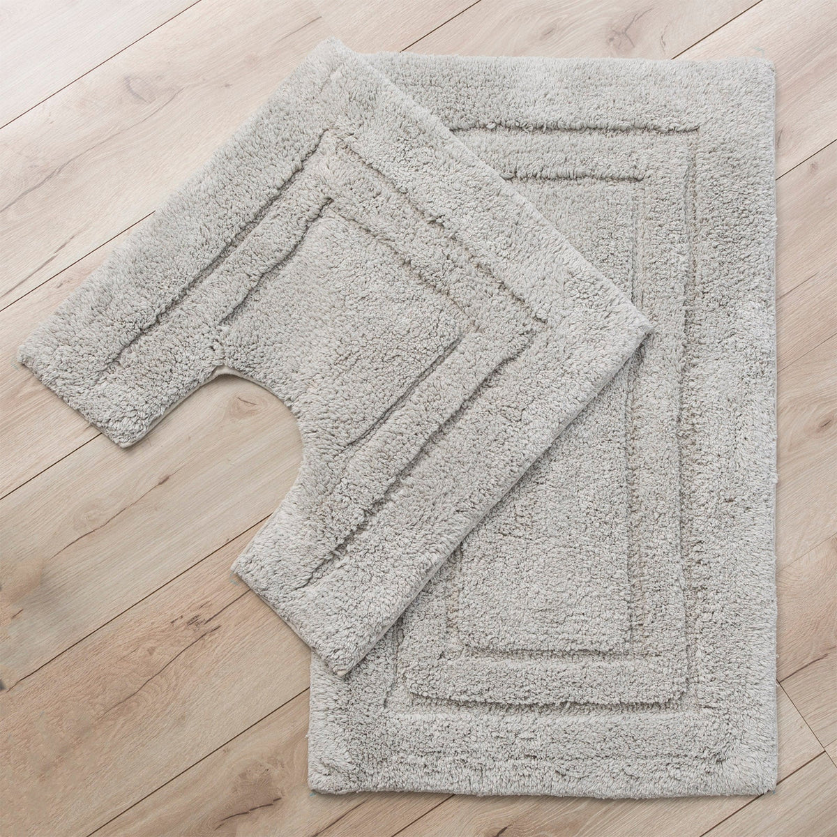 Renee Taylor 2200 GSM Tufted Cotton Bath Mat Set - Linen (2 Piece with Contour Pedestal)