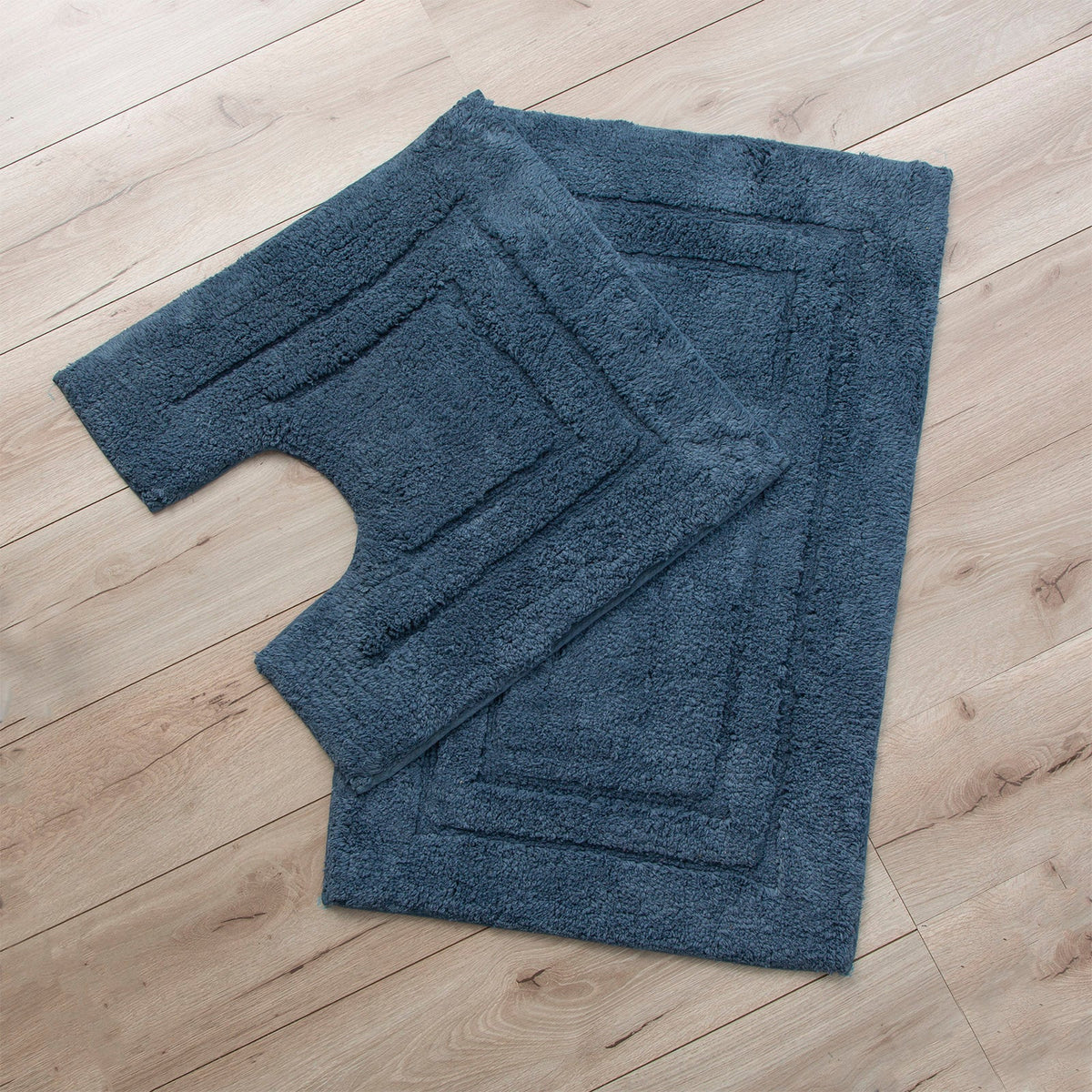 Renee Taylor 2200 GSM Tufted Cotton Bath Mat Set - Blue Mirage (2 Piece with Contour Pedestal)