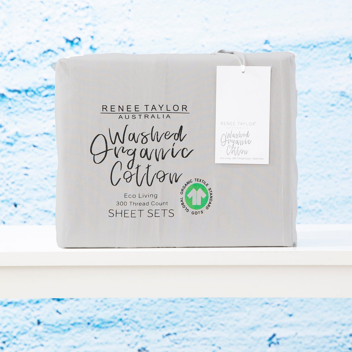 Renee Taylor 300TC Organic Cotton Kids Sheet Set - Vapour (GOTS Certified)