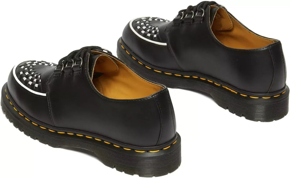 Dr. Martens Ramsey Platform Leather Creeper Oxford Shoes 3 Tie in Black Smooth