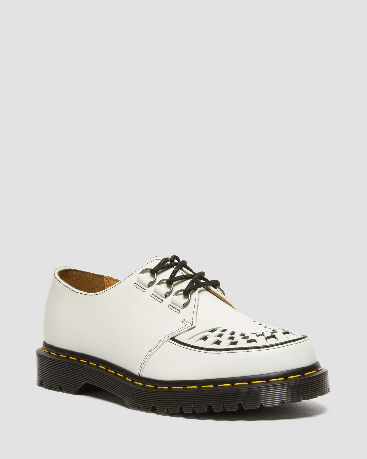 Dr. Martens Ramsey Smooth Leather Creepers Shoes in White Smooth