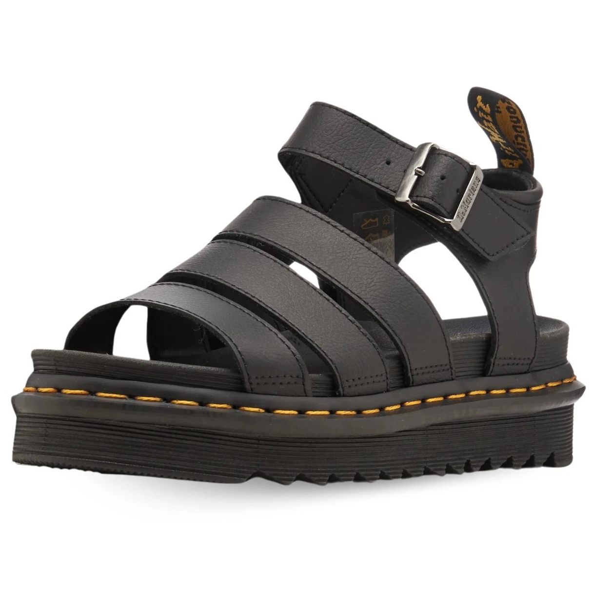 Dr. Martens Womens 3 Strap Blaire Athena Leather Sandals - Black