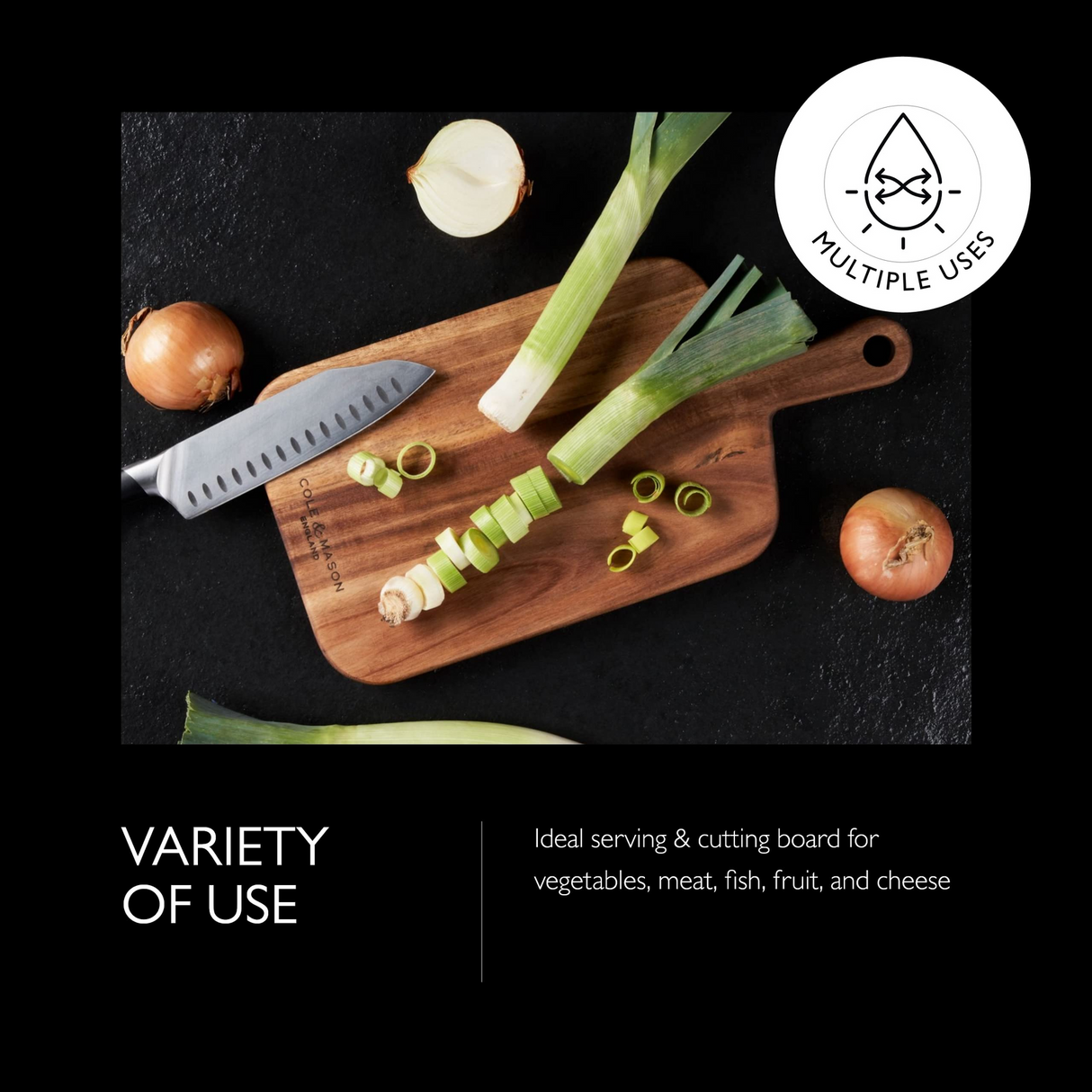 Cole & Mason Barkway Acacia Chopping & Serving Board - Small (D42.2 x W21.2 x H2.2cm)