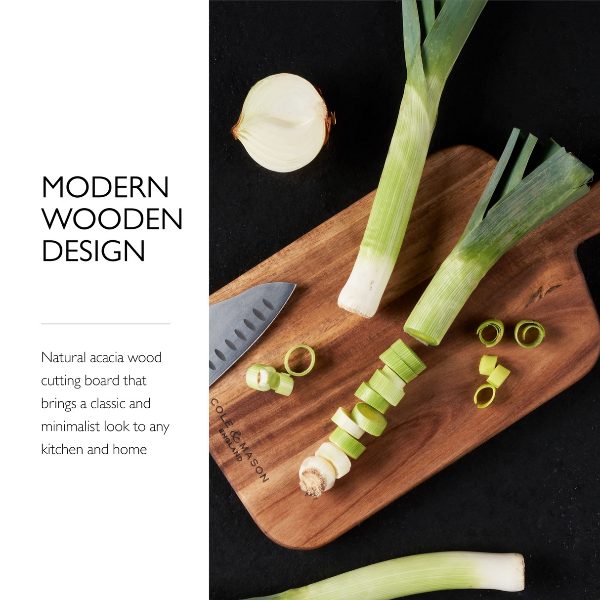 Cole & Mason Barkway Acacia Chopping & Serving Board - Small (D42.2 x W21.2 x H2.2cm)