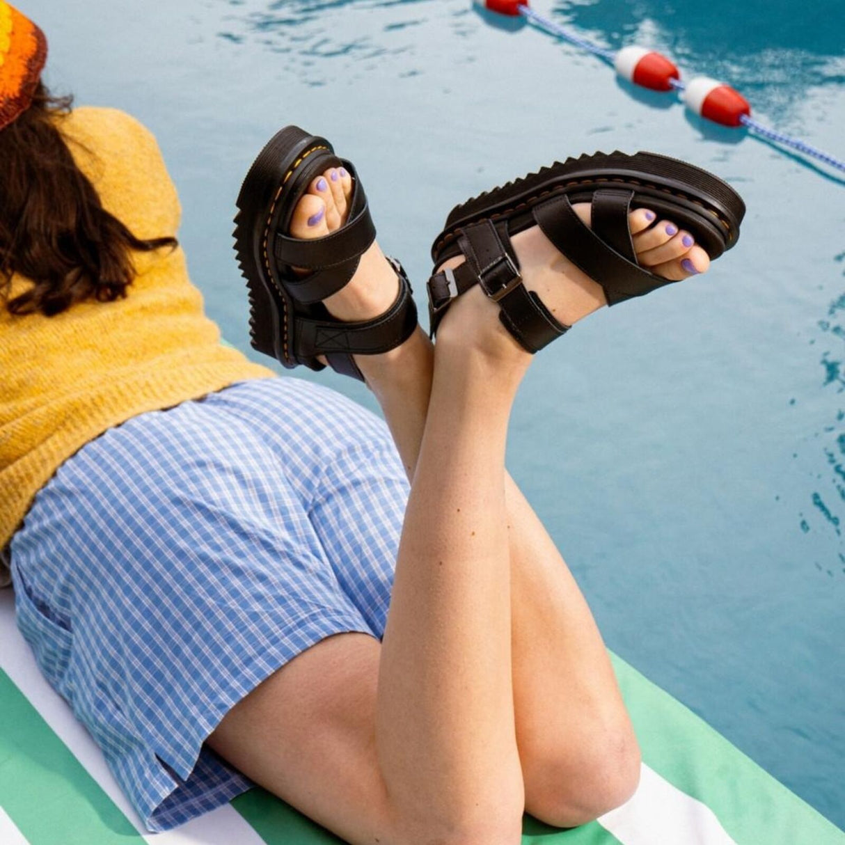 Dr. Martens Voss II Sandals Athena Leather Adjustable Straps EVA Sole in Black