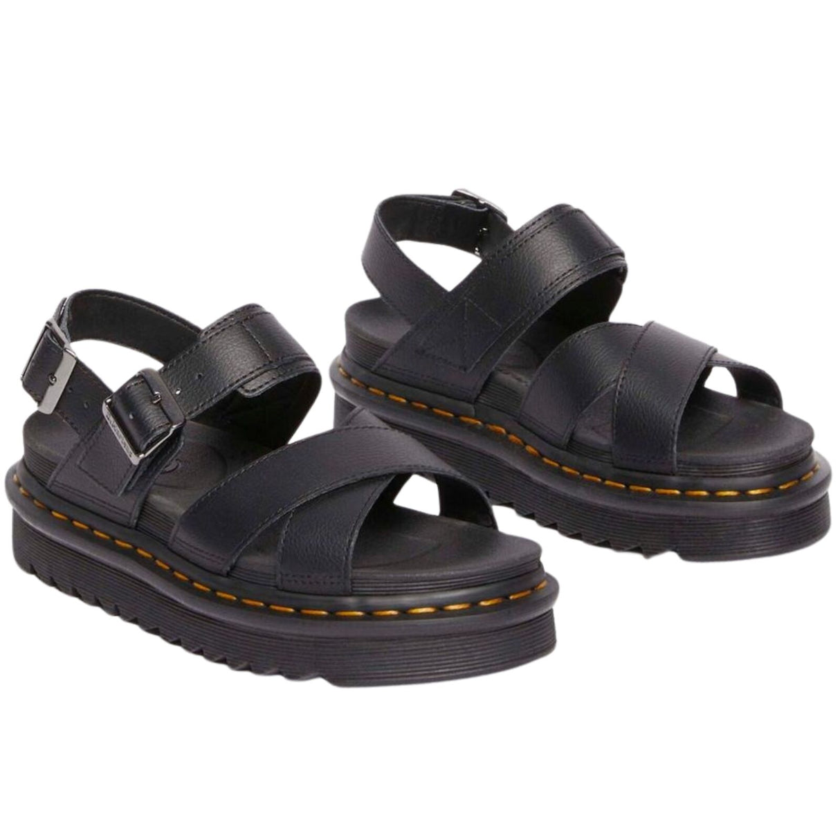 Dr. Martens Voss II Sandals Athena Leather Adjustable Straps EVA Sole in Black