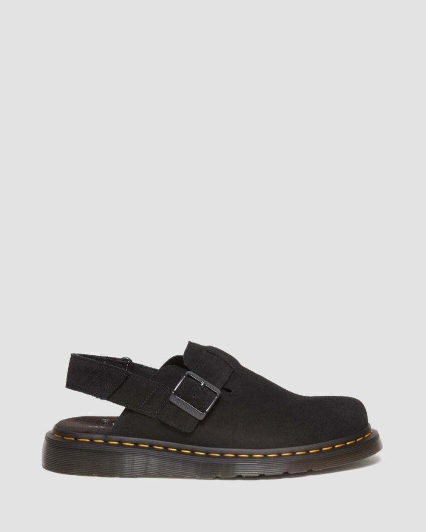 Dr. Martens Jorge II Sling Back Clogs (Suede Slip On Sandals) - Black