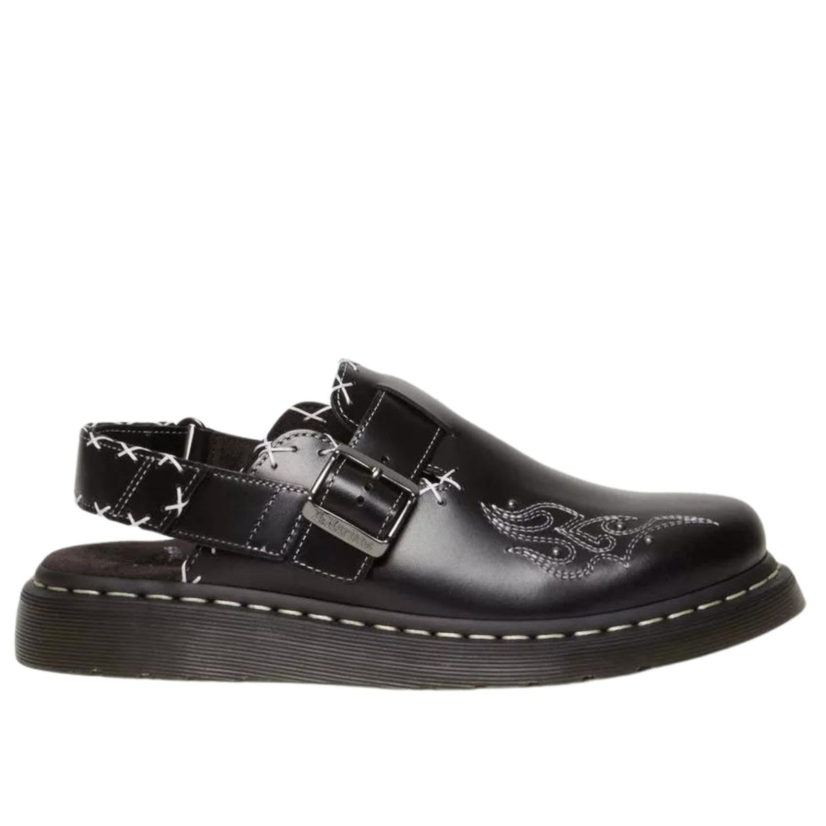 Dr. Martens Womens Jorge II Gothic Americana Leather Slingback Mules - Black (Clogs/Sandals)